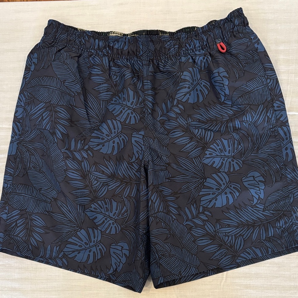 Eddie Bauer Black and Blue Tropical Print Swim Shorts